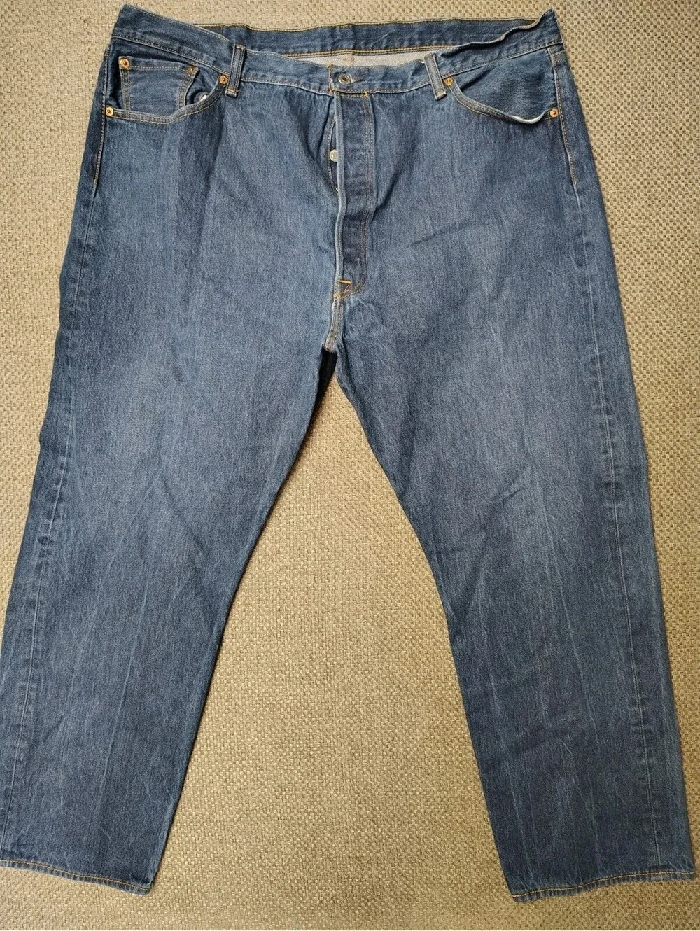 Levis 501 Original Button Fly Jeans Mens 46x32 Blue Denim Big & Tall 46W 32L Fit